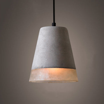 Industriële Hanglamp van Cement en Metaal – Grijs met Verstelbare Hoogte