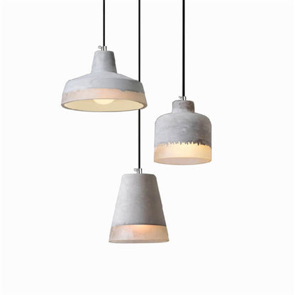 Industriële Hanglamp van Cement en Metaal – Grijs met Verstelbare Hoogte