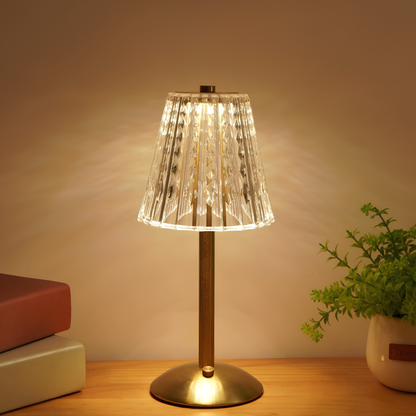 Lumio - Gouden kristallen draadloze tafellamp met touch-dimming