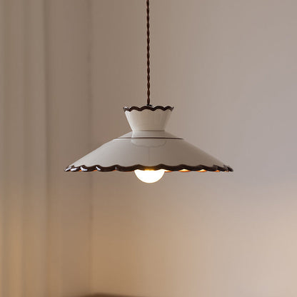 Franse Keramische Hanglamp – Minimalistische Kegelvorm, E26 Fitting