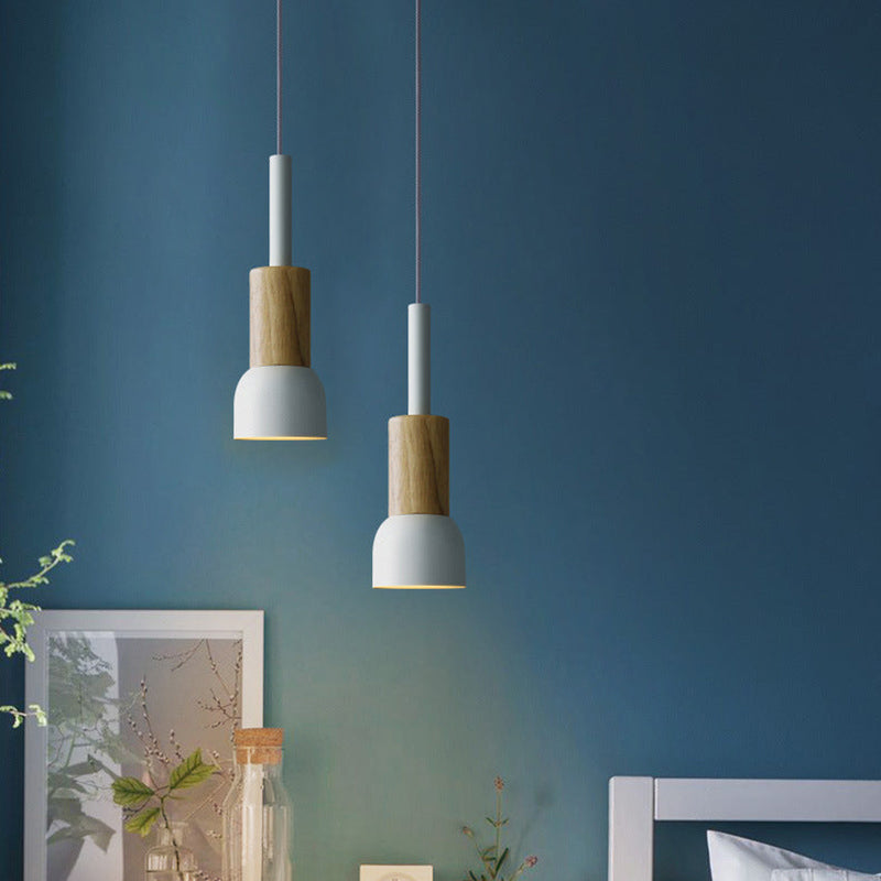 Scandinavische Houten Hanglamp – Roze / Geel / Groen – E26 Fitting