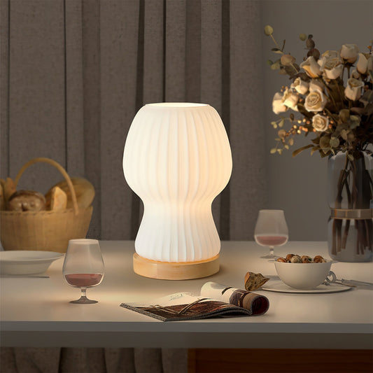 Lumio – Japandi Glazen Tafellamp met Zachte Sfeerverlichting