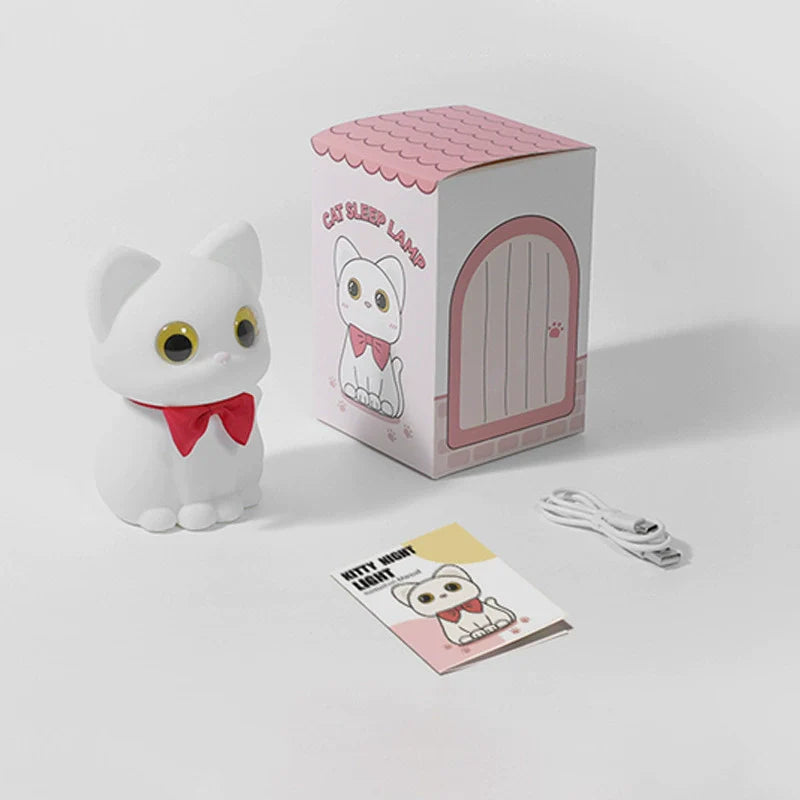 Lumio – Kat Nachtlamp Kind LED Slaaplamp met Strikje Babykamer
