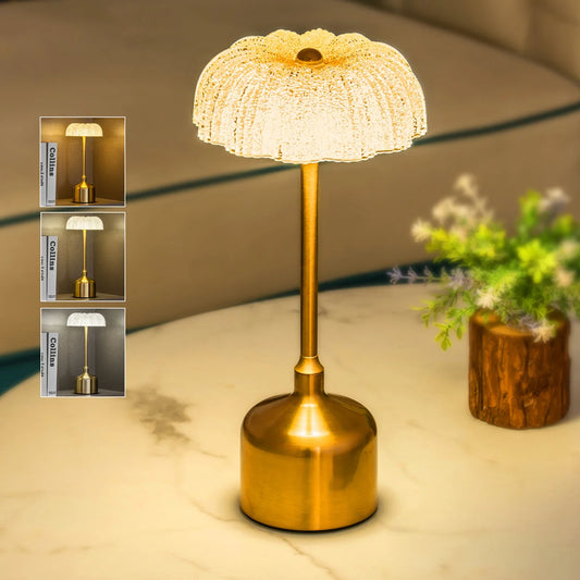 Rosa – Oplaadbare Kristallen Bloem Tafellamp met Touch & Dimbare LED