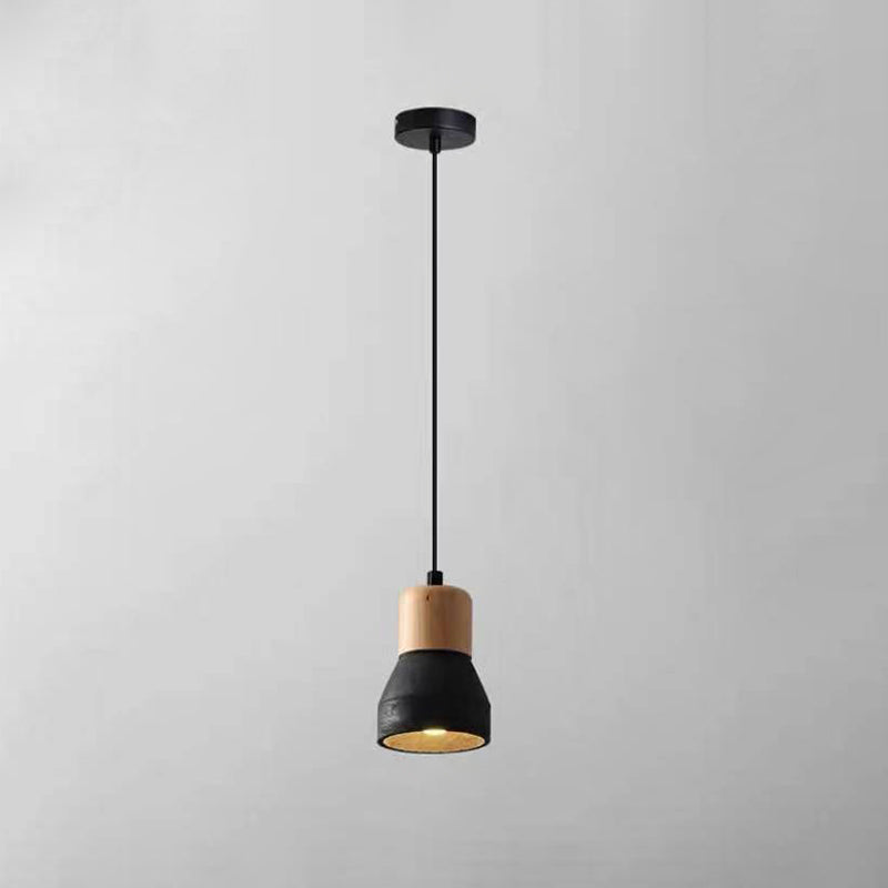 Moderne Hanglamp van Cement & Hout – E26 Fitting, 150 cm Verstelbaar Snoer