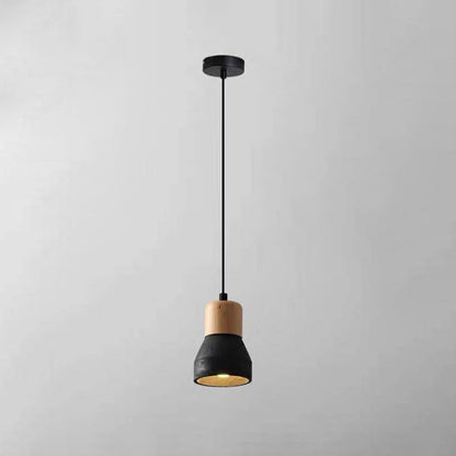 Moderne Hanglamp van Cement & Hout – E26 Fitting, 150 cm Verstelbaar Snoer