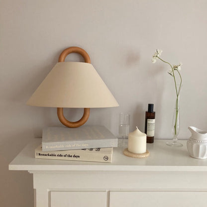 Moderne Houten Wandlamp met Stoffen Kap