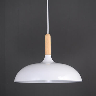 Kleurrijke Metalen Hanglamp met Houten Accent – Twee Maten