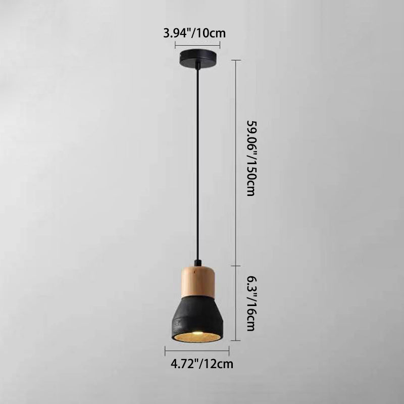 Moderne Hanglamp van Cement & Hout – E26 Fitting, 150 cm Verstelbaar Snoer