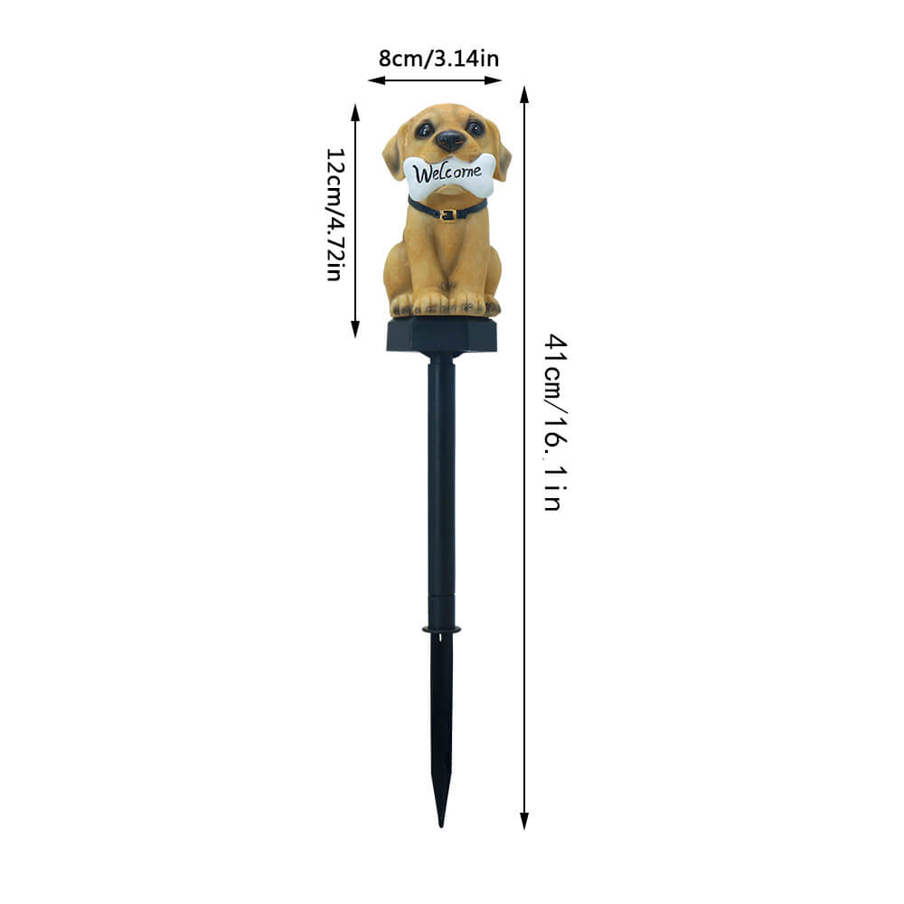 Schattige Puppy Tuinlamp met – Geel – 2 V (1 Lichtbron)