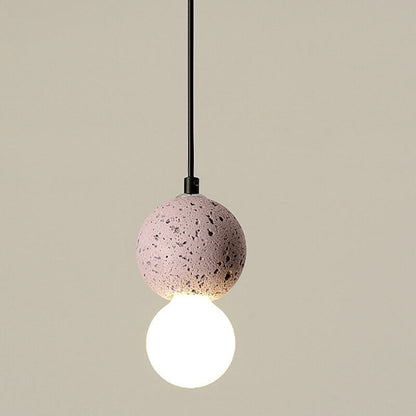 Stenen Japandi Hanglamp – Zwart/Roze/Grijs – E14 Fitting