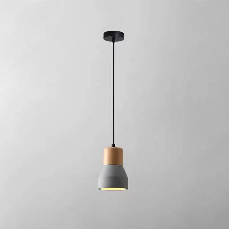 Moderne Hanglamp van Cement & Hout – E26 Fitting, 150 cm Verstelbaar Snoer