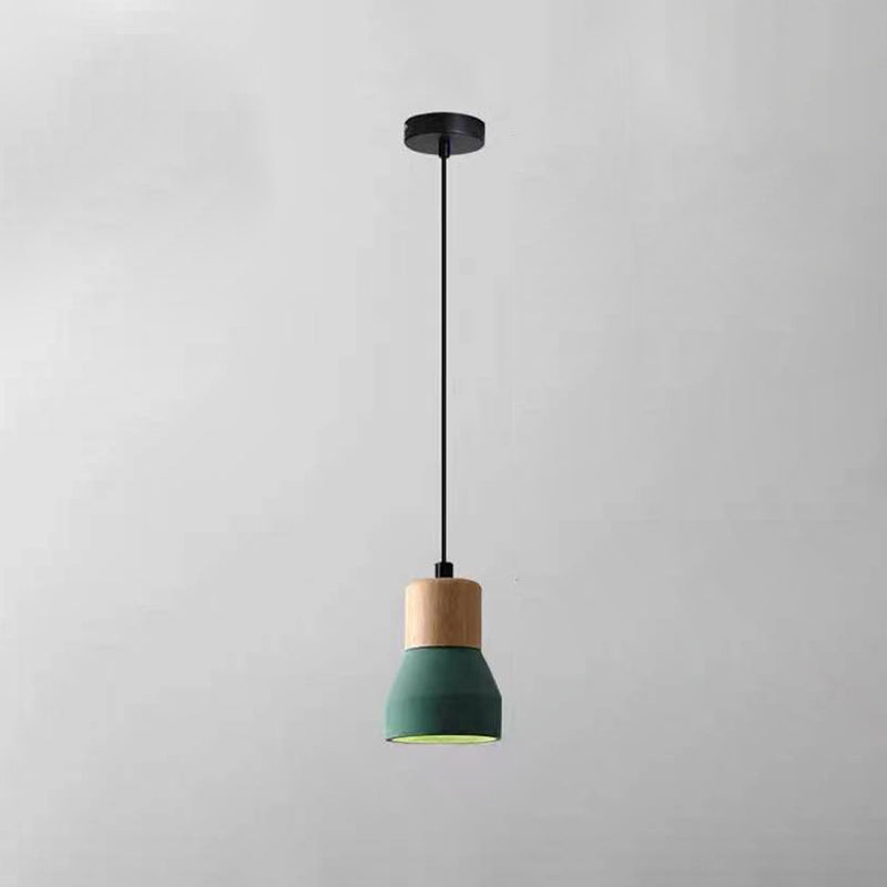 Moderne Hanglamp van Cement & Hout – E26 Fitting, 150 cm Verstelbaar Snoer