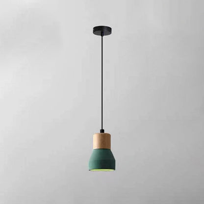 Moderne Hanglamp van Cement & Hout – E26 Fitting, 150 cm Verstelbaar Snoer