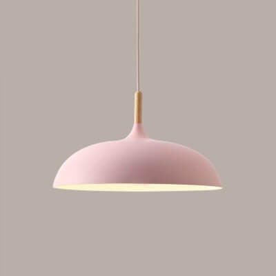 Kleurrijke Metalen Hanglamp met Houten Accent – Twee Maten