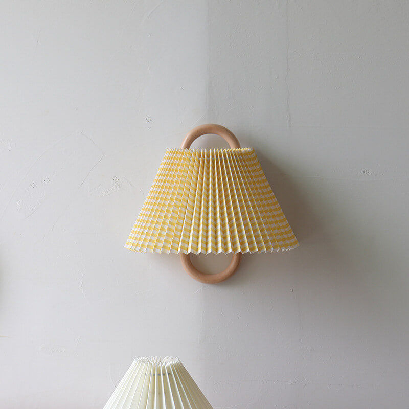 Moderne Houten Wandlamp met Stoffen Kap