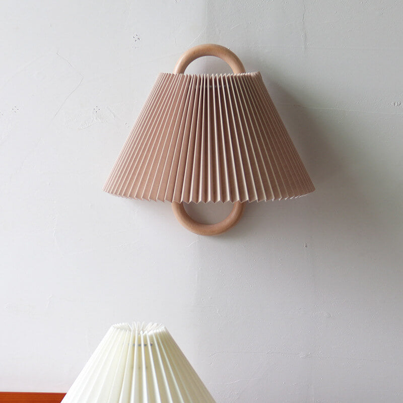 Moderne Houten Wandlamp met Stoffen Kap