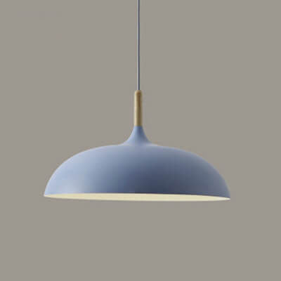 Kleurrijke Metalen Hanglamp met Houten Accent – Twee Maten