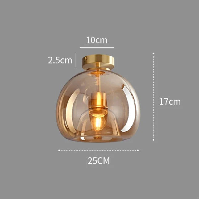 Vörre - Retro Koperen Glas Plafondlamp