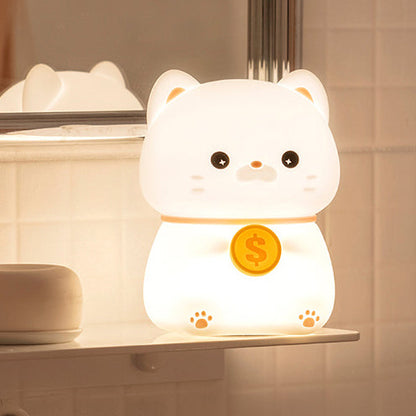 Lumio – Geluks Kat met Munt Nachtlamp Kind LED Slaaplamp Babykamer