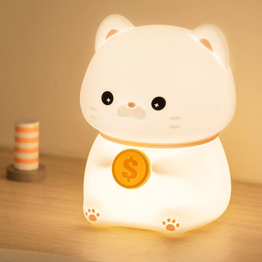 Lumio – Geluks Kat met Munt Nachtlamp Kind LED Slaaplamp Babykamer