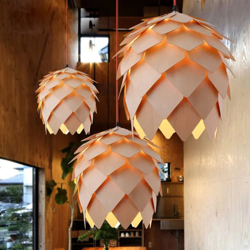 Skandira – Kristal & Eikenhouten Hanglamp met Verstelbare Kabel
